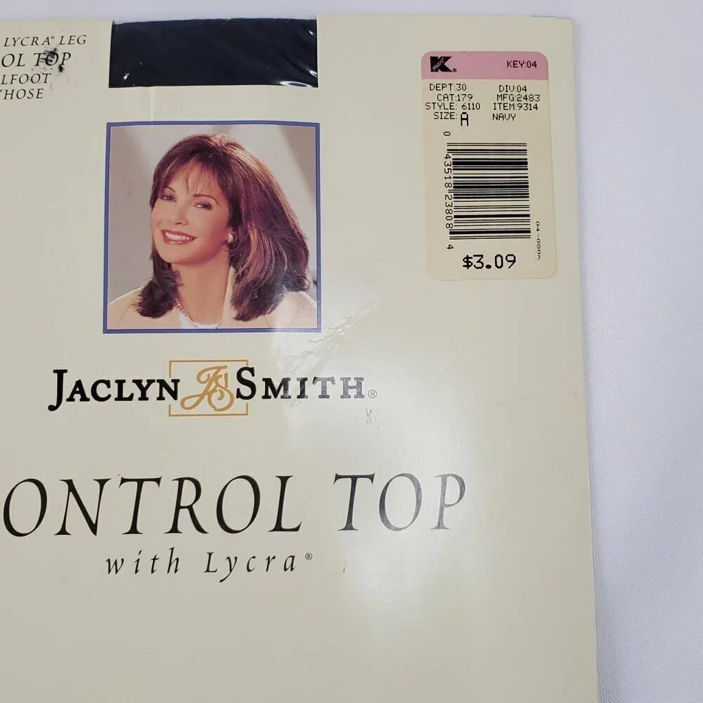 VTG Jaclyn Smith Navy Control Top Pantyhose Size A 20 Denier Sandalfoot